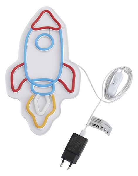 Neon stenska svetilka večbarvna vklj. LED - Raketa