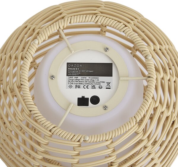 Zunanja namizna svetilka taupe 25 cm vklj. LED polnilna z USB-C IP44 - Oli