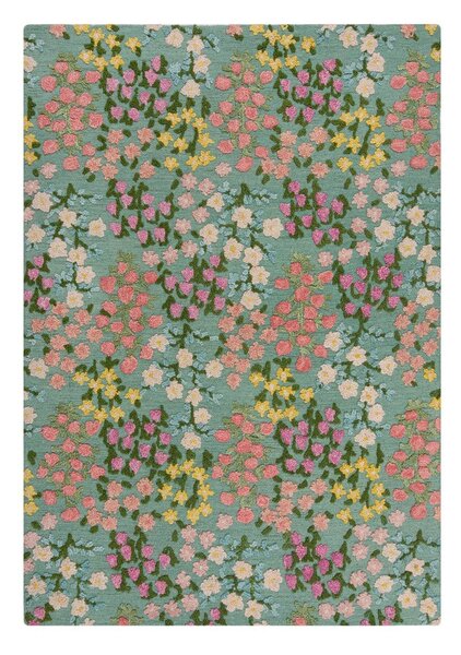 Mentolno zelena ročno tkana volnena preproga 200x290 cm Emilia Floral – Flair Rugs