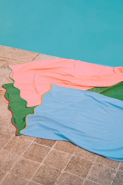 Olivier Desforges brisača za plažo bombažna HYERES azurna 100 x 170 cm
