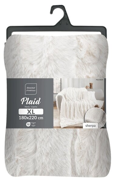 Kremno bela odeja iz mikropliša 180x220 cm Foxy – douceur d'intérieur