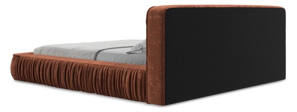 Oblazinjena zakonska postelja v barvi terakota s prostorom za shranjevanje z mrežo 180x200 cm Keoni - Makamii