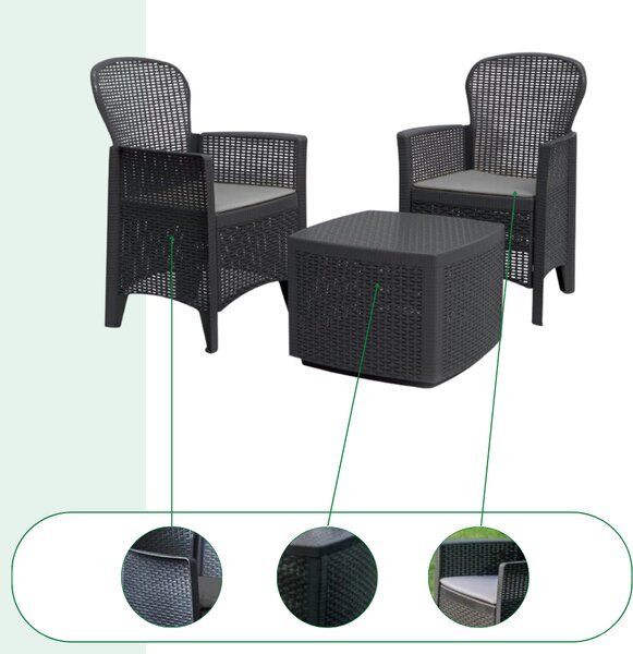 Vrtna garnitura TREE, 3-delna, antracit I.P.A.E-Progarden