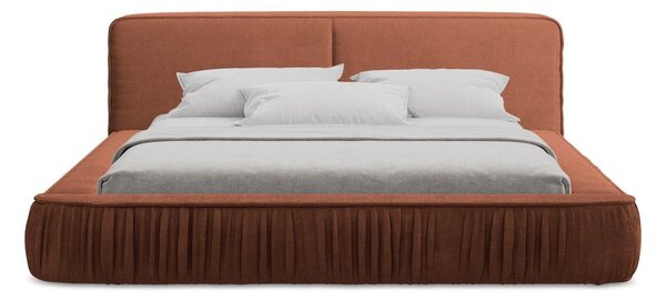 Oblazinjena zakonska postelja v barvi terakota s prostorom za shranjevanje z mrežo 180x200 cm Keoni - Makamii