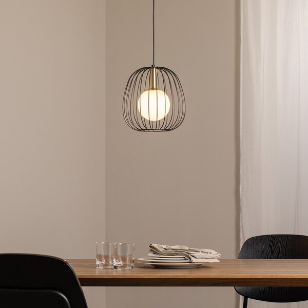 SIGMA Visoka svetilka Bell S, Ø 24 cm, 1-svetilna, črna/zlata/bela, zatemnjen, Črna, Dnevna soba / jedilnica, Kovina, Sodobni