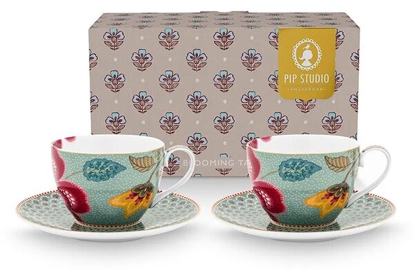 Pip Studio komplet skodelic s podstavkom iz glaziranega porcelana 300 ml