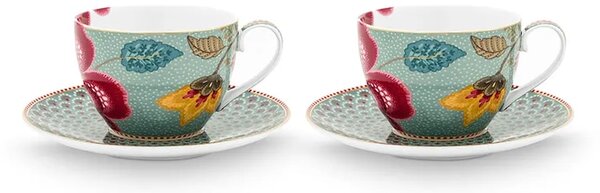 Pip Studio komplet skodelic s podstavkom iz glaziranega porcelana 300 ml