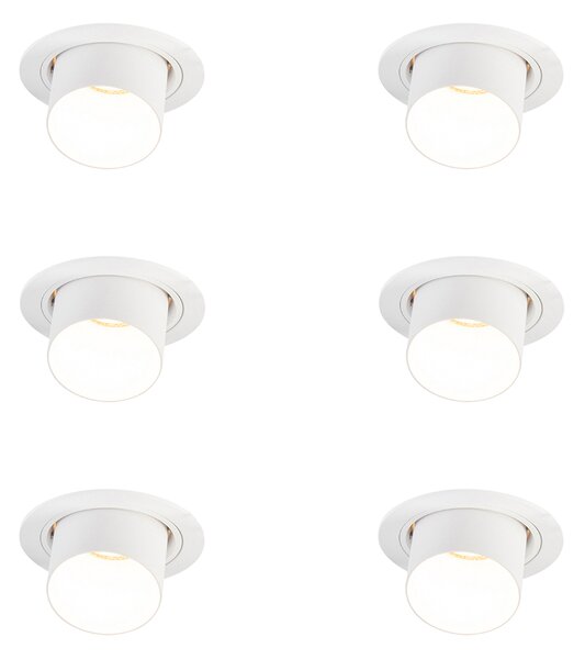 Komplet 6 modernih vgradnih reflektorjev bel okrogel nagibni - Installa