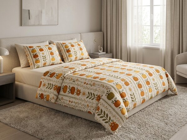 Flanelasta posteljnina PUMPKIN LINES barvna Dimenzije posteljnine: 70 x 90 cm | 140 x 200 cm