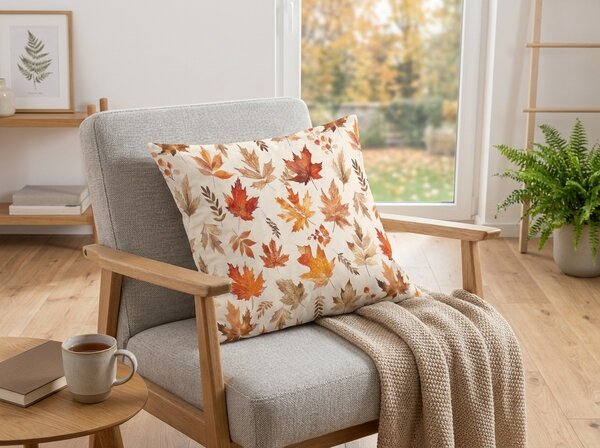 Flanelasta prevleka za blazino LEAVES & PUMPKINS 45x45 cm, barvna