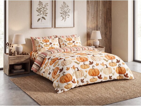 Flanelasta posteljnina PUMPKINS & STRIPES barvna Dimenzije posteljnine: 70 x 90 cm | 140 x 200 cm