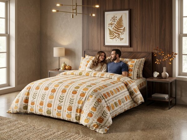 Flanelasta posteljnina PUMPKIN LINES barvna Dimenzije posteljnine: 70 x 90 cm | 140 x 200 cm