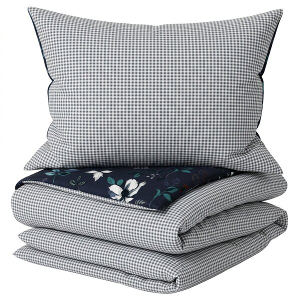 Obojestranska posteljnina DUO SENSE NOCTIFLORA temno modra mikropliš/flanel Dimenzije posteljnine: 70 x 90 cm | 140 x 200 cm