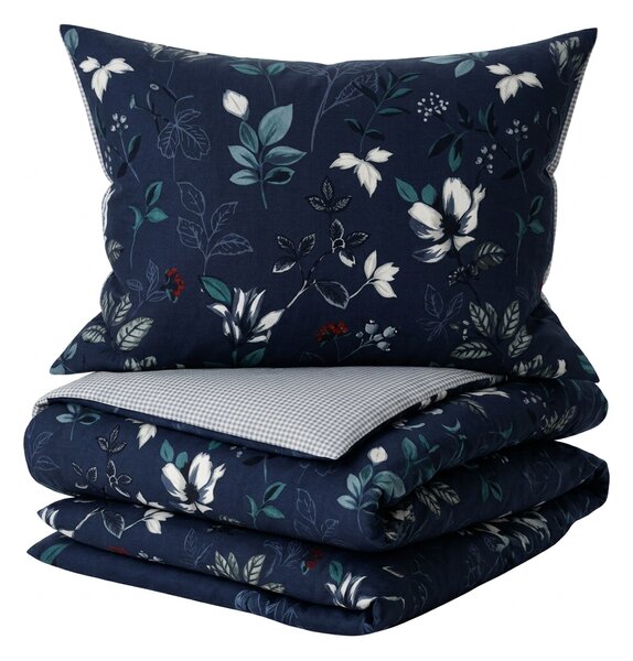 Obojestranska posteljnina DUO SENSE NOCTIFLORA temno modra mikropliš/flanel Dimenzije posteljnine: 70 x 90 cm | 140 x 200 cm