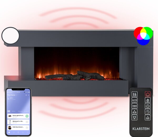 Klarstein Studio Light & Fire 2 Smart, kamin, 1000/2000W, MDF, WiFi nadzor