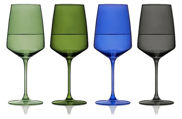 Viski komplet kozarcev na peclju za vino iz barvanega stekla 650 ml
