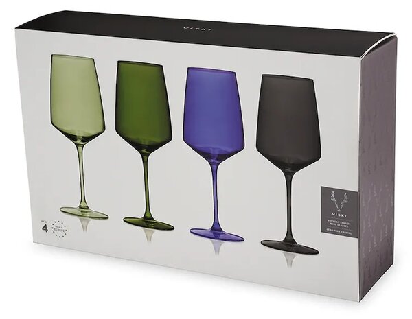 Viski komplet kozarcev na peclju za vino iz barvanega stekla 650 ml