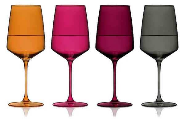 Viski komplet kozarcev na peclju za vino iz barvanega stekla 650 ml
