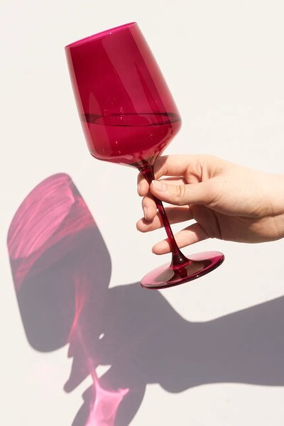 Viski komplet kozarcev na peclju za vino iz barvanega stekla 650 ml