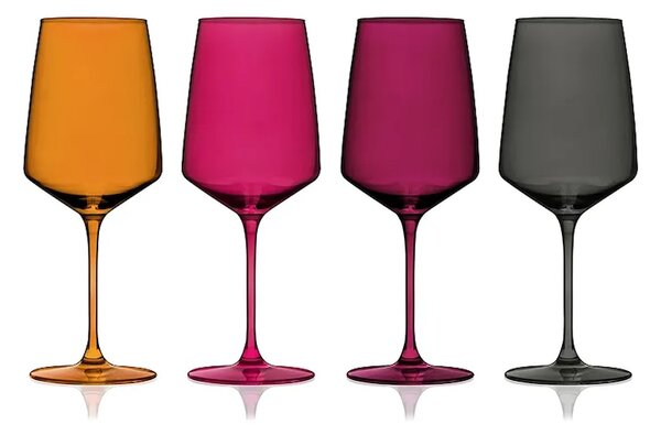 Viski komplet kozarcev na peclju za vino iz barvanega stekla 650 ml