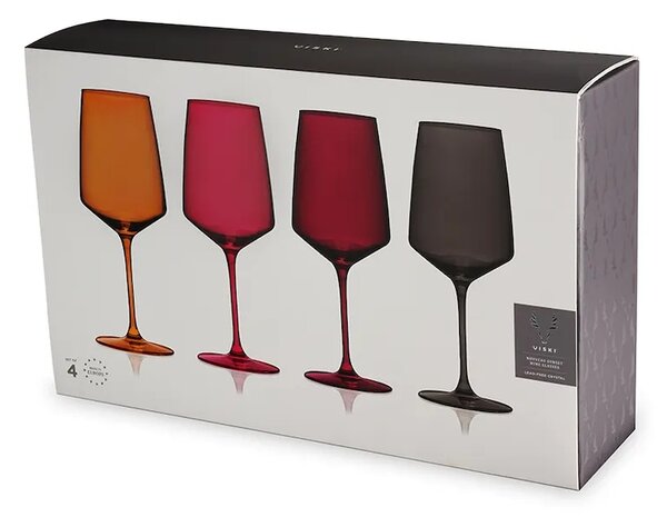 Viski komplet kozarcev na peclju za vino iz barvanega stekla 650 ml