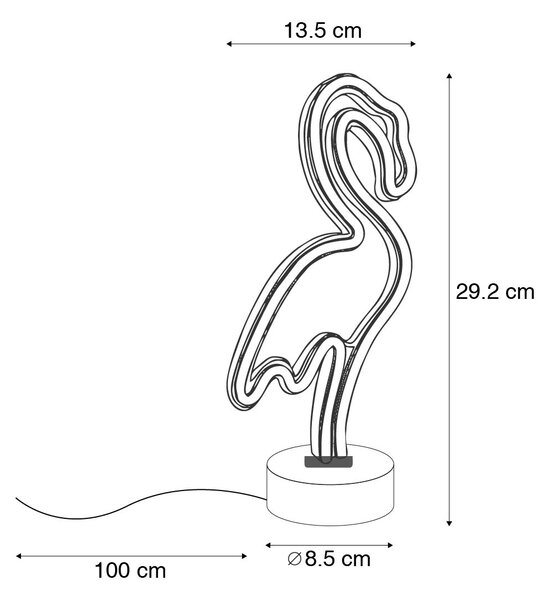 Neon namizna svetilka bela, vključno z LED - Flamenco