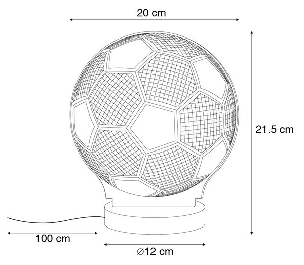 Neon namizna svetilka prozorna, vključno z LED zatemnitvijo do tople - Soccer