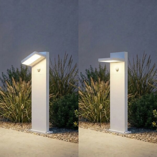 Lucande LED-ulična svetilka Silvan, bela, 65 cm, senzor, IP54, Bela, Aluminij, Sodobni