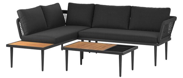 LOUNGE GARNITURA akacija v celoti masivno ogljikovo jeklo