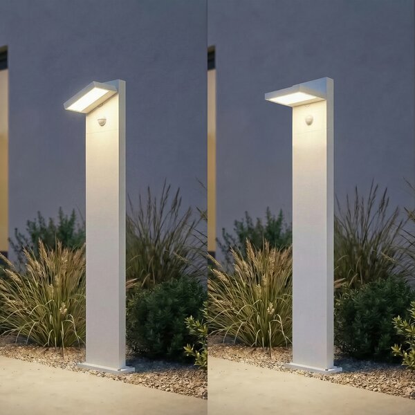 Lucande LED-ulična svetilka Silvan, bela, 100 cm, senzor, IP54, Bela, Aluminij, Sodobni