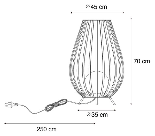 Dizajnerska stoječa svetilka črna z opalom 70 cm IP44 - Angela