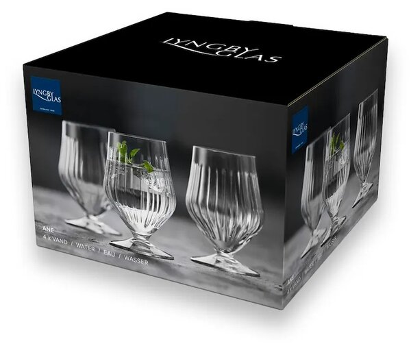 Lyngby Glas komplet kozarcev na peclju za vodo iz barvanega stekla 400 ml