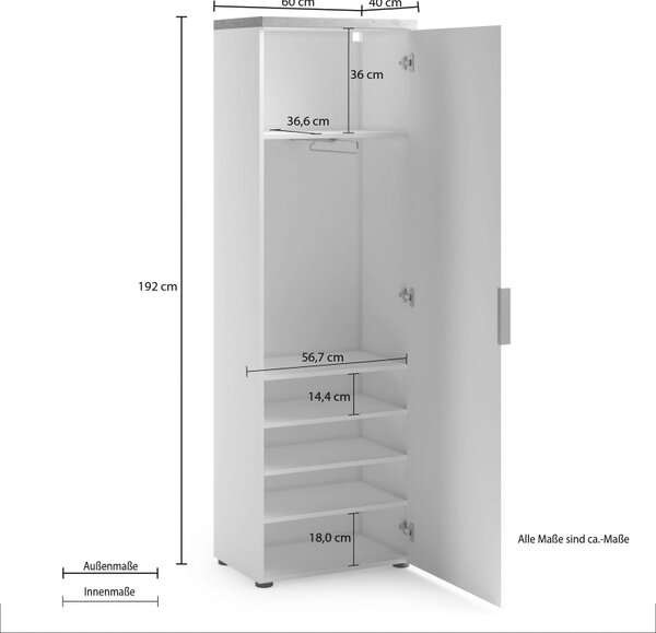 1-vratna omara s 5 policami IDEA Made in Italy