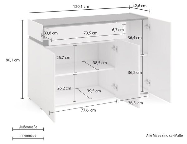 Komoda BOB 3 vrata z 1 predalom izdelana v Italiji