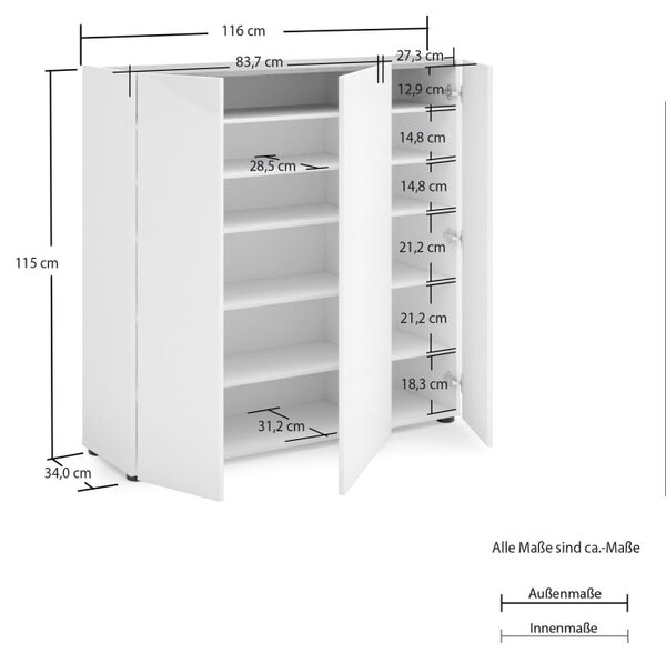 Omarice za cevlje s 3 vrati (1 velik) Made in Italy