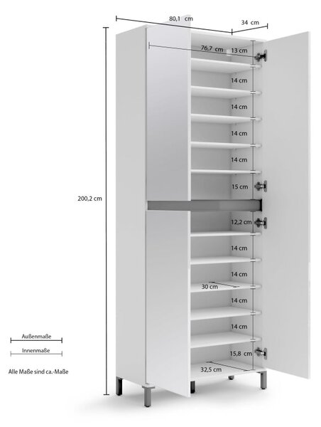 XL 3-vratni regal za čevlje GENIO GARDEROBE izdelan v Italiji