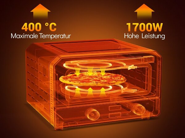 Električna notranja namizna pečica za pico, premer pice 30 cm s 6 prednastavitvami