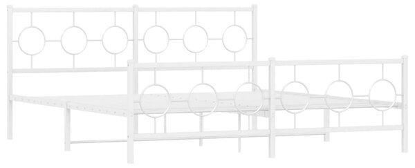 VidaXL Kovinski posteljni okvir z vzglavjem in vznožjem bel 180x200 cm