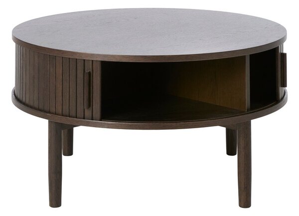 Okrogla klubska mizica v hrastovem dekorju v temni naravni barvi ø 85 cm Meta – Unique Furniture
