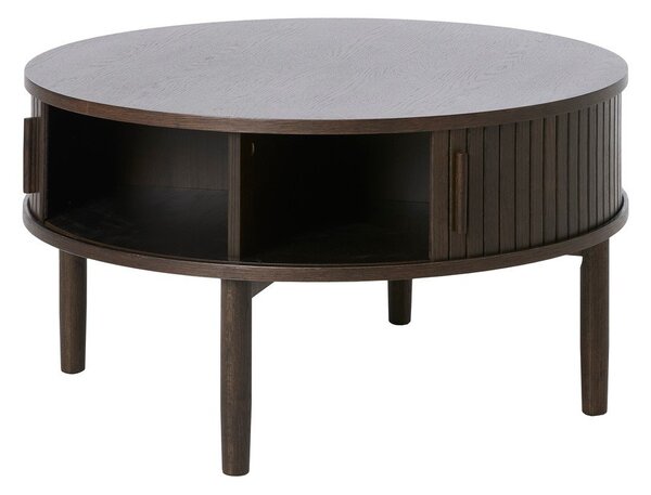 Okrogla klubska mizica v hrastovem dekorju v temni naravni barvi ø 85 cm Meta – Unique Furniture