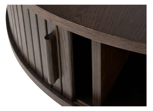 Okrogla klubska mizica v hrastovem dekorju v temni naravni barvi ø 85 cm Meta – Unique Furniture