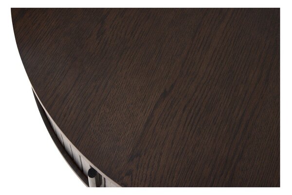 Okrogla klubska mizica v hrastovem dekorju v temni naravni barvi ø 85 cm Meta – Unique Furniture