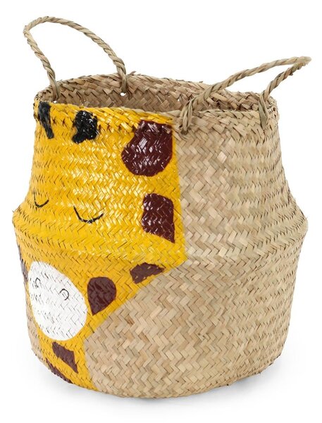 Rumena/naravna otroška škatla za shranjevanje iz morske trave ø 30x28 cm Giraffe – Compactor