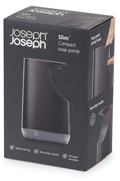 Črn plastičen dozirnik za milo 350 ml Slim – Joseph Joseph