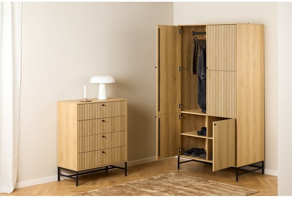Garderobna omara v hrastovem dekorju v naravni barvi 99x200x60 cm Albany – Actona