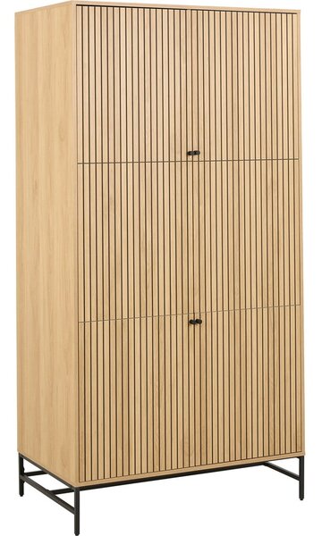 Garderobna omara v hrastovem dekorju v naravni barvi 99x200x60 cm Albany – Actona