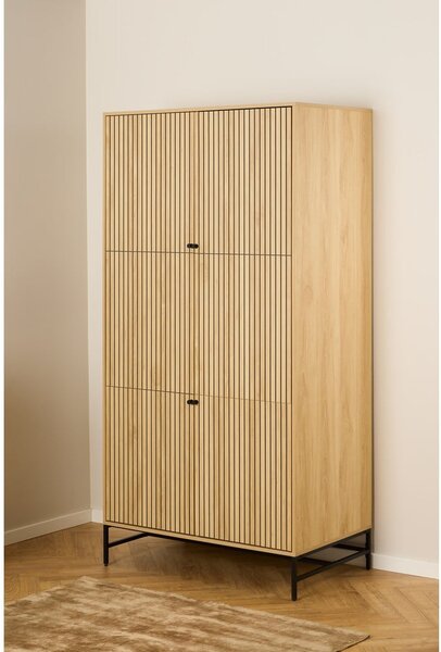 Garderobna omara v hrastovem dekorju v naravni barvi 99x200x60 cm Albany – Actona