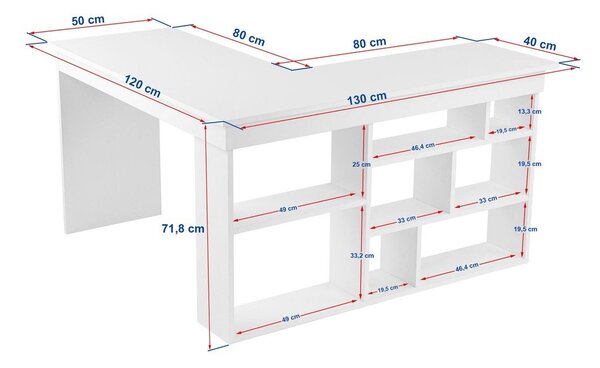 Pisalna miza v borovem dekorju 120x130 cm Vesper – Kalune Design