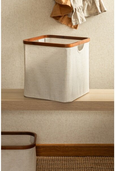Kremno bela tekstilna škatla za shranjevanje 30x30x30 cm Bamboo/Linen Cube – Bigso