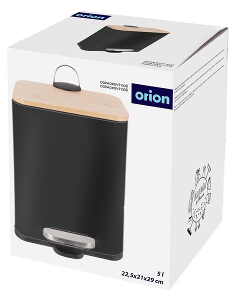 Črn koš za smeti s pedalom iz nerjavečega jekla 5 l Black – Orion